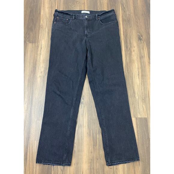 Women Abercrombie & Fitch '90s Straight Mid Rise black denim jeans, 32/14L - Picture 1 of 4